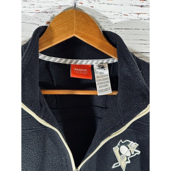 Reebok Pittsburgh Penguins Fleece Jacket Sz XL Black Quarter Zip Hockey Pens - Picture 4 of 12